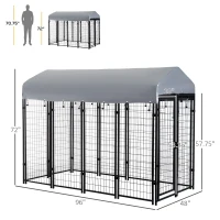 PawHut Outdoor Dog Kennel with Waterproof UV-Resistant Cover, 8 x 4 x 6 ft(m-3)