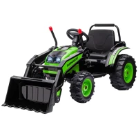 Aosom 6V Kids Rechargeable Battery Powered Truck with Adjustable Bucket, High/Low Speed Realistic Sound, Green(m-1)