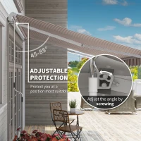 Outsunny 12' x 8' Retractable Awning Patio Awnings Sun Shade Shelter with Manual Crank Handle, 280g/m² UV & Water-Resistant Fabric and Aluminum Frame for Deck, Balcony, Yard, Beige(m-4)
