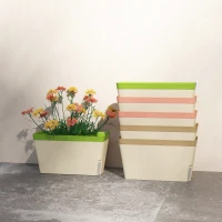 Outsunny 6 Pack Self Watering Flower Pots, 10.5 Inch Planter Box with Water Level Indicator for Vegetables, Succulents Plants(m-10)