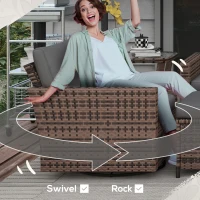 Outsunny 6-Piece Rattan Patio Furniture Set with 3-Seater Sofa, Swivel Rocking Chairs, Footstools, 2 Tier Table, Mixed Brown(m-4)