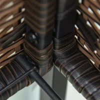 Outsunny Rattan Raised Garden Boxes, Elevated Flower Beds with Storage Shelf for Herbs, Flowers, Vegetables, Brown(m-9)