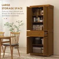HOMCOM 72.5" Kitchen Pantry Cabinet, Tall Storage Cabinet with Doors, Drawer, and Adjustable Shelves, Distressed Brown(m-5)
