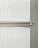 Outsunny 12' x 6' x 6.5' Polycarbonate Greenhouse with Aluminum Frame, Walk-in Heavy Duty Green House with Adjustable Roof Vent, Rain Gutter and Sliding Door for Winter, Silver(m-10)