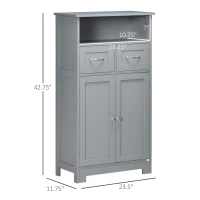 kleankin Bathroom Cabinet Organizer, Freestanding Small Storage Cabinet with Two Drawers and Adjustable Shelf for Living Room, or Entryway, Grey(m-3)