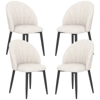 HOMCOM Modern Dining Chairs Set of 4, Upholstered Dining Room Chairs with Metal Legs, Shell Backrest, Padded Seat, Cream White(m-2)
