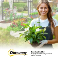 Outsunny 7' x 3' x 1' Raised Garden Bed Set, 2PCS Raised Beds for Gardening with Metal Plant Stakes, Cream White(m-9)