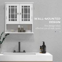 kleankin Modern Wall Mount Bathroom Cabinet, Storage Organizer with 2 Door Cabinet and Open Shelf, White(m-4)