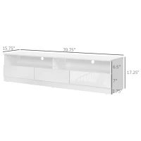 HOMCOM LED Lighted TV Stand for TVs up to 75", Modern TV Cabinet with Storage Drawers for Living Room, High Gloss White(m-3)