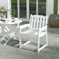 Outsunny All-Weather Patio Chair, HDPE Patio Dining Chair, Heavy Duty Wood-Like Outdoor Furniture for Garden, Backyard, Deck, Porch, Lawn, White(m-10)