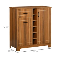 HOMCOM Retro Wine Cabinet for 6 Bottles, Wine Rack Sideboard Serving Bar with Glass Holders and 1 Drawer, Brown(m-3)