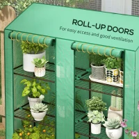 Outsunny Portable Mini Greenhouse Green House with 3 Tier Shelves, Reinforced PE Cover, Roll-up Doors, 56.3" x 18.1" x 59.4"(m-6)