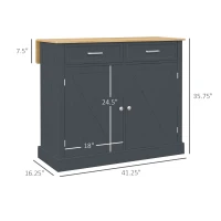 HOMCOM Rolling Kitchen Island with Drop Leaf Wood Breakfast Bar, Farmhouse Kitchen Cart with 2 Drawers, Adjustable Shelves for Dining Room, Dark Gray(m-3)