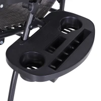 Outsunny Outdoor Zero Gravity Reclining Lounger Chair with Canopy Shade, Side Tray, Cupholder, Dark Grey(m-10)