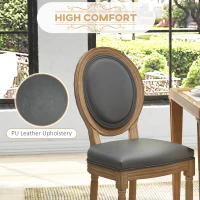 HOMCOM Dining Chairs Set of 2, French Vintage Style Kitchen Chairs with PU Leather Upholstery and Wooden Legs for Dining Room(m-5)