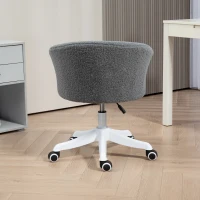 Vinsetto Armless Office Chair, Fluffy Computer Desk Chair with Adjustable Height, Swivel Wheels, Mid Back, Grey(m-7)