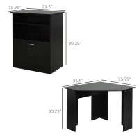 HOMCOM Computer Desk with Printer Cabinet, L-Shaped Corner Desk with Storage, Study PC Workstation for Home Office, Black(m-3)