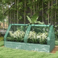 Outsunny 6' x 3' Metal Planter Box with Cover, Raised Garden Bed with Mini Greenhouse for Herbs, Vegetables, Green and Silver(m-8)