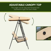 Outsunny 2 Seater Covered Outdoor Swing Chair Hammock Bench with Cushion Tilt Canopy Beige(m-4)
