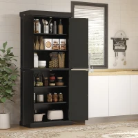 HOMCOM Traditional Farmhouse Kitchen Pantry Cupboard with Two Storage Cabinets, and 4 Adjustable Shelves, Black(m-10)