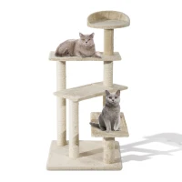 PawHut 39” Scratching Cat Tree Scratcher Revolving Steps Climbing Tower Post Pets Furniture Beige(m-8)