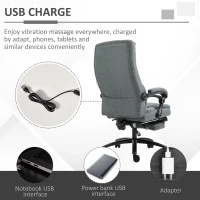 Vinsetto High-Back Massage Office Chair, Swivel Reclining Chair with 2-Point Vibration Removable Headrest, USB Power and Adjustable Height, Grey(m-6)