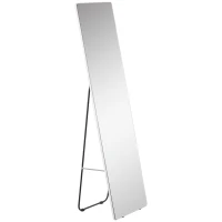 HOMCOM 63"x18" Full Length Mirror, Floor Standing, Wall-Mounted or Leaning Against Wall Tall Mirror w/Support Frame, Rectangular Full Body Mirror for Bedroom, Living Room, Silver(m-11)