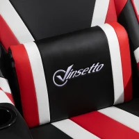 Vinsetto Racing Style Video Gaming Recliner Chair Padded Office Seat with Reclining Backrest and Footrest, Headrest, Lumbar Support, Round Metal Base, Cup Holder for Black and Red(m-10)