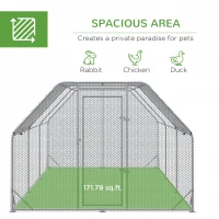 PawHut Large Chicken Coop Metal Chicken Run with Waterproof and Anti-UV Cover, Flat Shaped Walk in Fence Cage Hen House for Outdoor and Yard Farm Use, 1" Tube Diameter, 9.2' x 18.7' x 6.4'(m-4)
