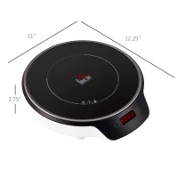 HOMCOM Portable Induction Cooktop, 1500W Electric Countertop Burner with LCD Display and Sensor Touch, Induction Hot Plate with 8 Power Settings and Crystal Glass, Black(m-3)