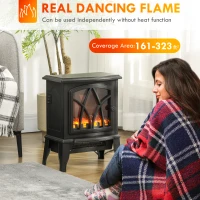 HOMCOM Electric Fireplace Heater, Freestanding Fireplace Stove with Realistic Flames Overheating Protection 750W/1500W, Black(m-4)