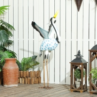 Outsunny Flying Crane Garden Statue, 42.5" Standing Lawn Ornament, Steel Garden Decor Bird Statue with Stakes for Lawn Patio Backyard Decoration, Mixed Colour