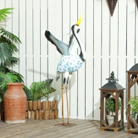 Outsunny Flying Crane Garden Statue, 42.5" Standing Lawn Ornament, Steel Garden Decor Bird Statue with Stakes for Lawn Patio Backyard Decoration, Mixed Colour(m-1)