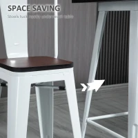 HOMCOM 3 Piece Industrial Dining Table Set, Bar Height Bar Table and Chairs Set with Footrests for Bistro, Pub, White and Brown(m-5)