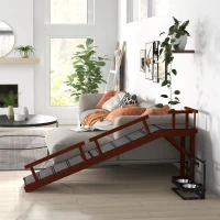 PawHut Wooden Dog Ramp with Removable Guardrails, Non-Slip Surface, 73" Long, Brown(m-7)