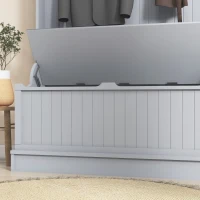 HOMCOM Modern 3-In-1 Entryway Hall Tree with Coat Rack, Bench and Shoe Storage, 5 Hooks for Hallway, Living Room, Grey(m-9)