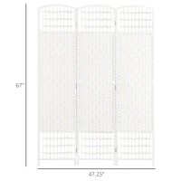 HOMCOM 3 Panel Folding Room Divider Portable Privacy Screen Wave Fiber Room Partition for Home Office White(m-3)