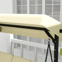 Outsunny Convertible Patio Swing Bed with Canopy and Cushions, 3 Seater Porch Swing for Outdoor, Backyard, Garden, Beige(m-10)