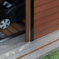 Outsunny 8' x 7' Outdoor Storage Shed, Galvanized Steel Metal Garden Shed with Lockable Doors, Floor Frame, Vents, Lock and Gloves for Backyard, Lawn, Patio, Teak(m-10)