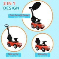 Qaba Bentley Bentayga Licensed Push Car, 3 in 1 Kids Ride on Car Foot to Floor w/ Music Horn, Red(m-4)