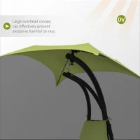 Outsunny Outdoor Hammock Chair with Stand, Floating Chaise Lounge Chair with Soft Padded Cushion, Hanging Hammock Swing Reclining Seat with Canopy Umbrella, Green(m-5)