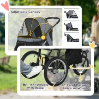 PawHut 3 Big Wheels Pet Stroller for Small, Medium Dogs, Cat Stroller Travel Folding Carrier with Adjustable Canopy, Black(m-7)