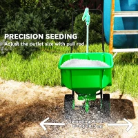 Outsunny Broadcast Spreader, 40 L Walk-Behind Fertilizer Spreader with 8.5" Wheels for Fertilizer, Seeds, Salt, 132 LB Capacity(m-5)