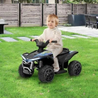 Qaba Kids ATV Quad, 6V Ride On Toy with Rechargeable Battery, Light, Music, Forward & Reverse for Toddlers, Black(m-10)