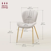 HOMCOM Dining Chairs Set of 4, Modern Accent Chair with Cushioned Backrest, Upholstery for Living Room, Cream White(m-3)