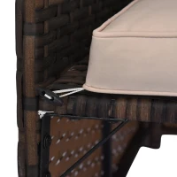 Outsunny 3pcs Outdoor Rattan Wicker Sofa and Chaise Lounge Set with Cushion Garden Patio Furniture Brown and Beige(m-9)