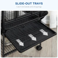 PawHut 61.5 Inch Bird Cage Parakeet House for Cockatiel with Stand, Pull Out Tray, Play Top, Storage Shelf, Wood Perch, Food Container(m-4)