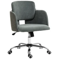 HOMCOM Small Desk Chair, Height Adjustable Fabric Office Chair with Swivel Wheels, Tilt Function, Computer Chair, Grey(m-11)