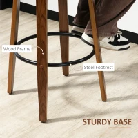 HOMCOM Swivel Bar Stools Set of 2, Upholstered Bar Height Stools, Bar Chairs with Soft Padding Seat and Wood Legs, Black(m-6)