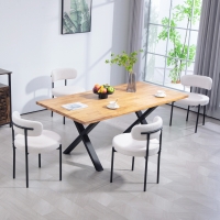 HOMCOM 4 Pieces Kitchen Chairs, Modern Dining Chairs w/ Berber Fleece Upholstery and Steel Legs for Living Room, Cream White